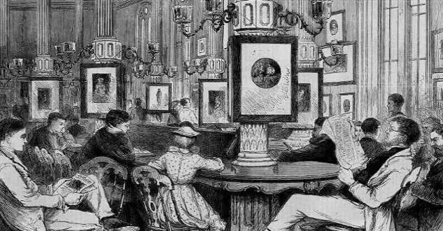 Reading Room of the Boston Public Liblrary, 1871.