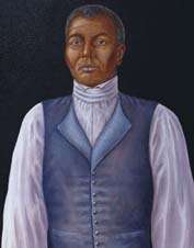 From the Mettatuck Museum's Fortune's Story Exhibit. Fortune as he may have looked in life. Painted by William Westwood, a medical illustrator, based on Fortune's skeleton.