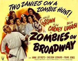 Movie poster for the Brown and Carney compedy duo film Zombies on Broadway.