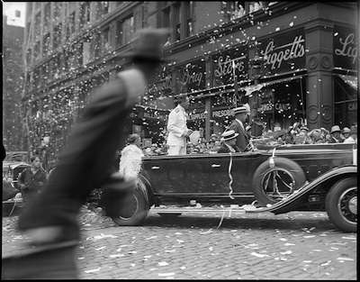 Richard Byrd, Ticker Tape Parade in Boston, 1930. Photo courtesy Boston Public Library, Leslie Jones Collection.