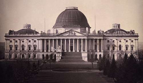The U.S. Capitol, 1846, with the Bulfinch dome. 