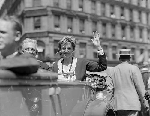 Amelia Earhart gets a heroine's welcome in Boston. Photo courtesy Boston Public Library, Leslie Jones Collection.