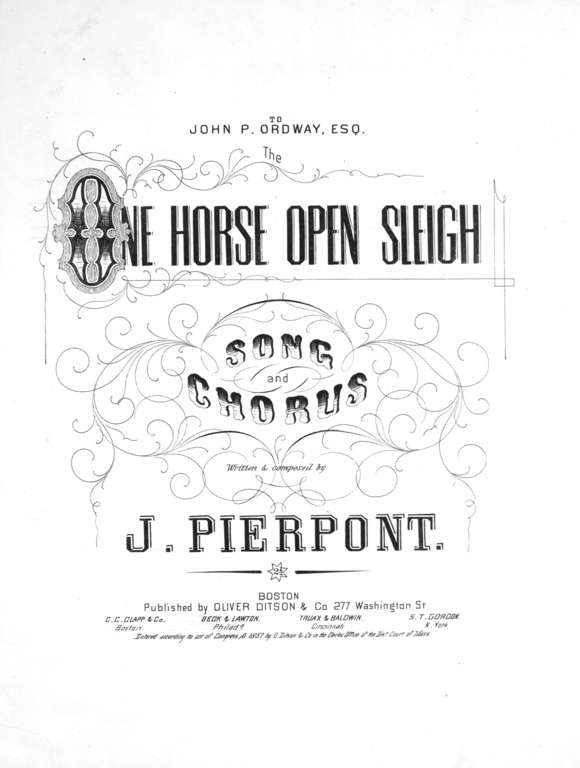 Original Sheet Music to Jingle Bells, written by James Lord Pierpont.