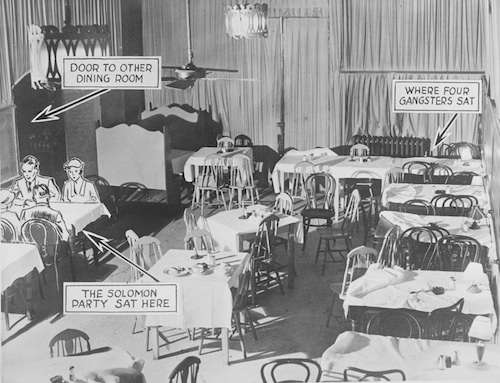 Diagram of the Cotton Club murder of King Charles Solomon. Photo courtesy Boston Public Library, Leslie Jones Collection.