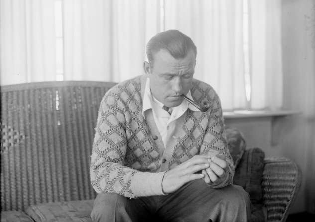 Original caption: Jack Sharkey examines his mitts after he used them to defeat Jack Stribbling in their 10-round bout in Miami. March 3, 1929. Photo courtesy Boston Public Library, Leslie jones Collection.