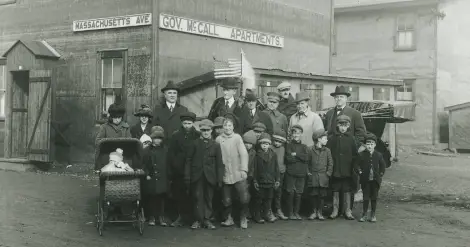 Governor McCall amid the reconstruction following the Halifax explosion.