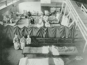Red Cross workers ready to treat victims of the Halifax explosion in temporary quarters in the YMCA.