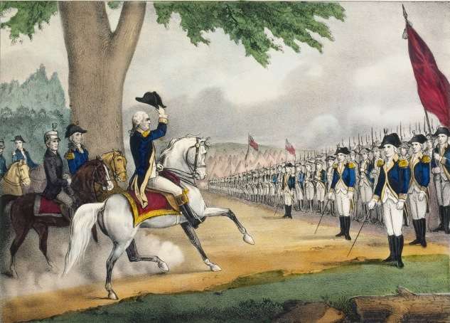George Washington takes command (the troops in Cambridge, Mass.