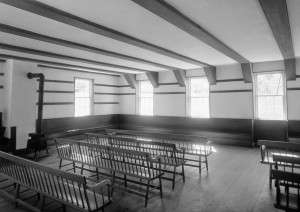 The meetinghouse stove at the Society of Friends, Sabbathday Lake, Maine. Photo courtesy Library of Congress.