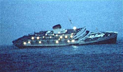 Andrea Doria at dawn after the ollision