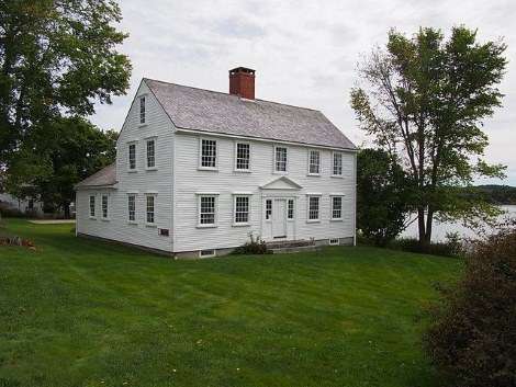 The entrance to the Sears Belfast was modeled on the doorway of the Perkins House in Castine, Maine.