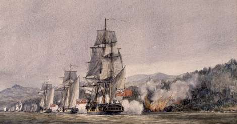Painting of the Battle of Valcour Island from the Canadian National Archives